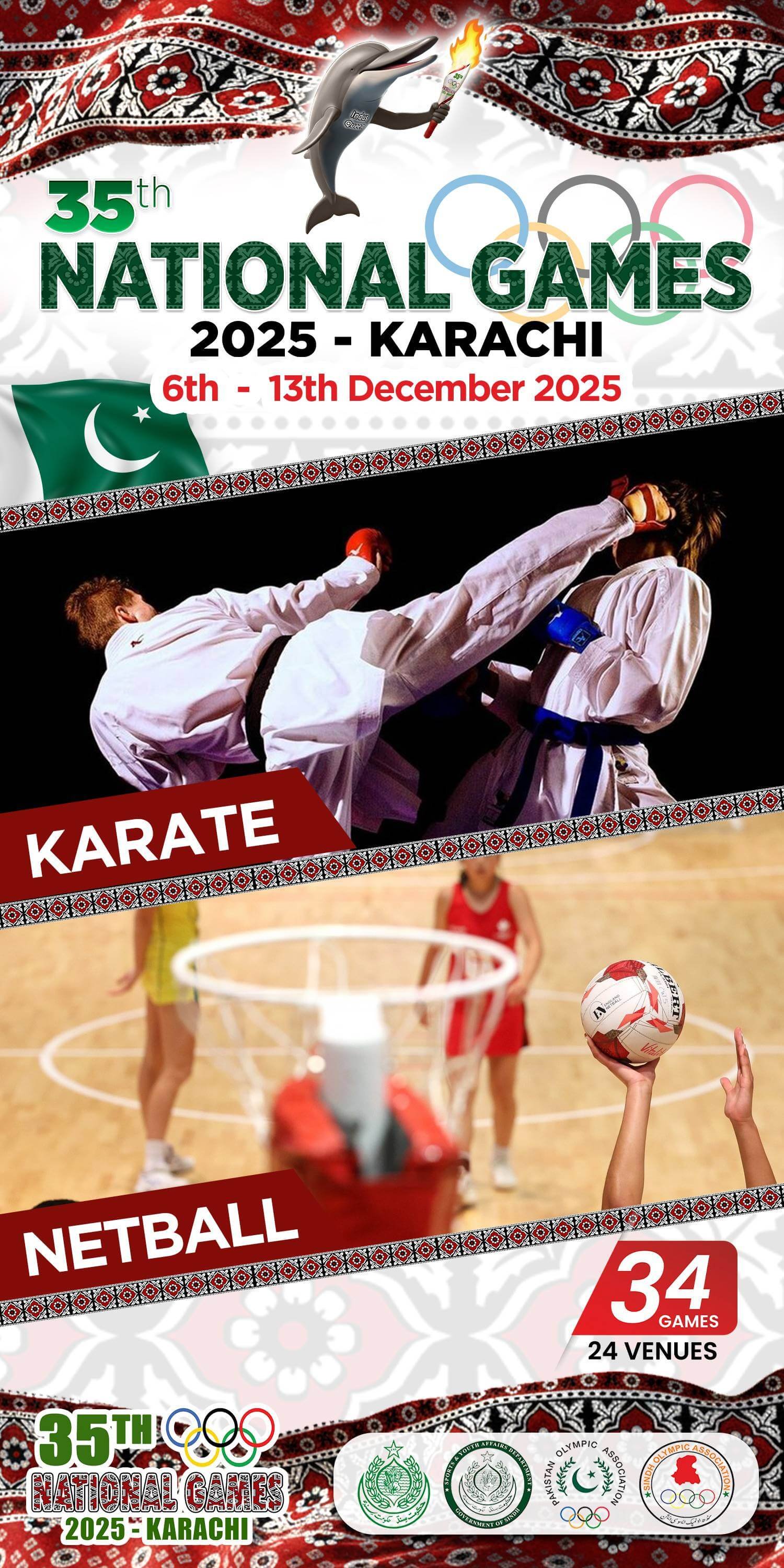 Sindh National Game 3 x 6 (Karate - Netball)