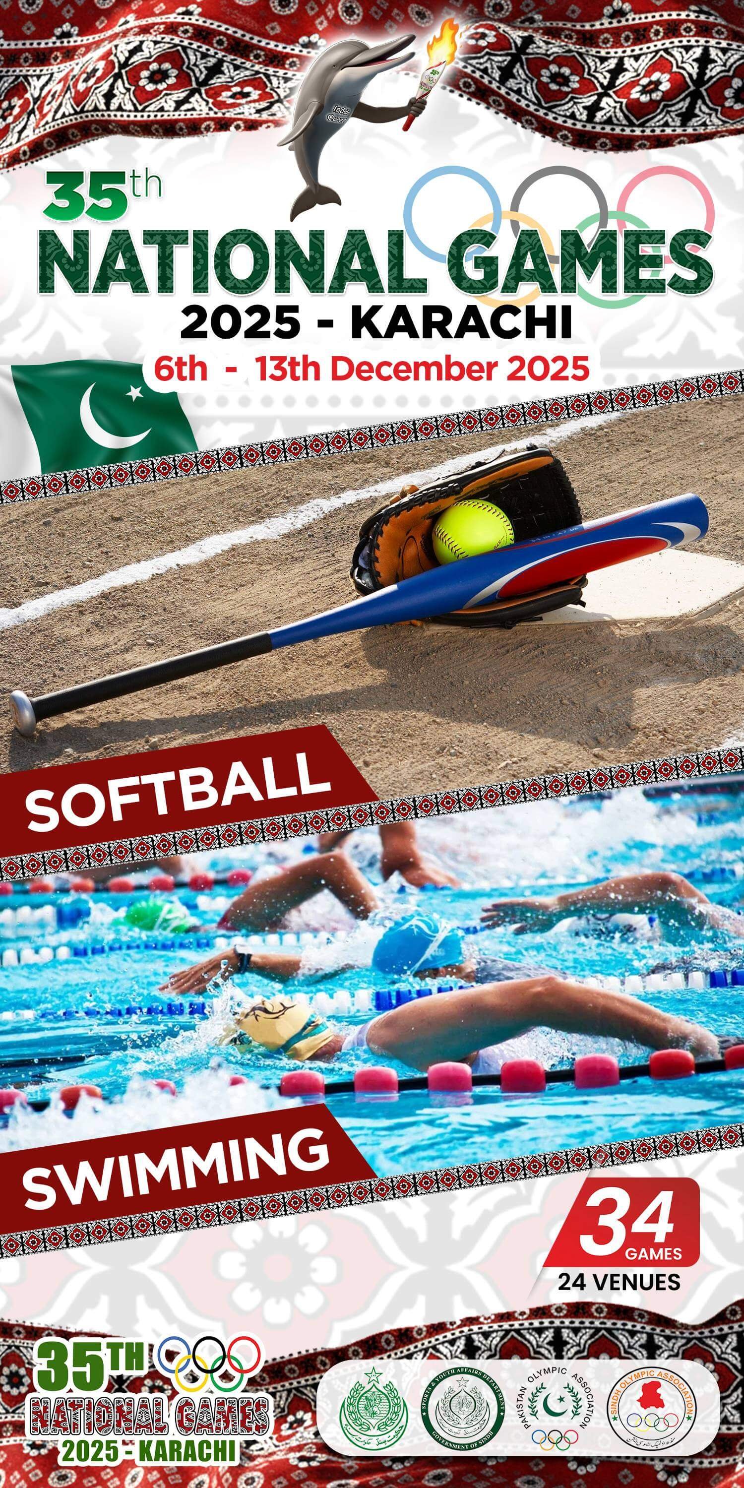 Sindh National Game 3 x 6 (Softball - Swimming)