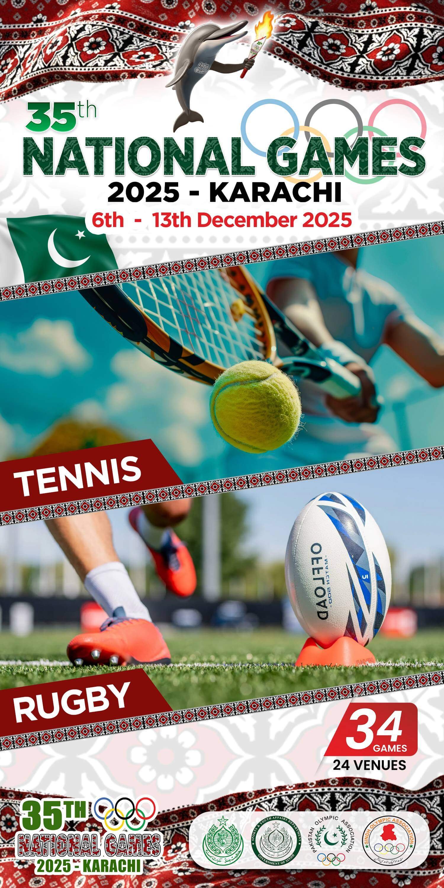 Sindh National Game 3 x 6 (Tennis - Rugby)